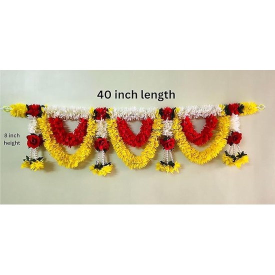 AFARZA; CHOICE GOOD FEEL GOOD Toran Garlands for Door Main Entrance Red Rose Hanging Handmade Bandhanwar Home Festival Decoration-25194