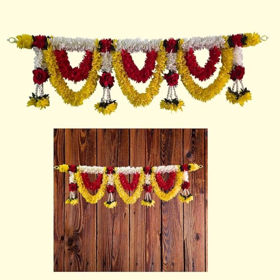AFARZA; CHOICE GOOD FEEL GOOD Toran Garlands for Door Main Entrance Red Rose Hanging Handmade Bandhanwar Home Festival Decoration-25194