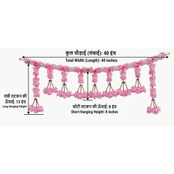 Afarza Pink Artificial Flower Toran | Elegant Floral Door Hanging for Home Décor-26207