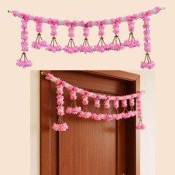 Afarza Pink Artificial Flower Toran | Elegant Floral Door Hanging for Home Décor-26207