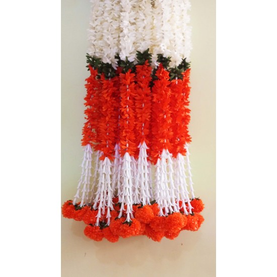 afarza Artificial Flower Garland Toran for Door Entrance Home Decoration Hanging 4piece 5ft 2309orange-white