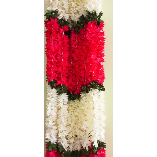 afarza Artificial Flower Garland Toran for Door Entrance Home Decoration Hanging 4piece 5ft 2309red-white