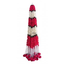 afarza Artificial Flower Garland Toran for Door Entrance Home Decoration Hanging 4piece 5ft 2309red-white