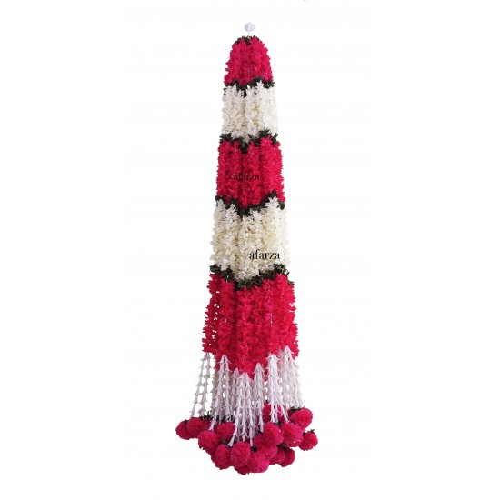 afarza Artificial Flower Garland Toran for Door Entrance Home Decoration Hanging 4piece 5ft 2309red-white