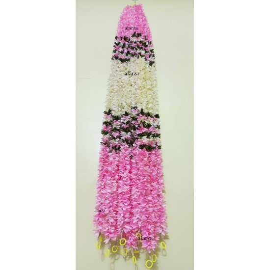 afarza Artificial Flower Garland Toran for Door Entrance Home Decoration Hanging 4 pieces 5 ft p-lightpink-White