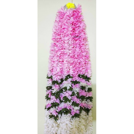 afarza Artificial Flower Garland Toran for Door Entrance Home Decoration Hanging 4 pieces 5 ft p-lightpink-White