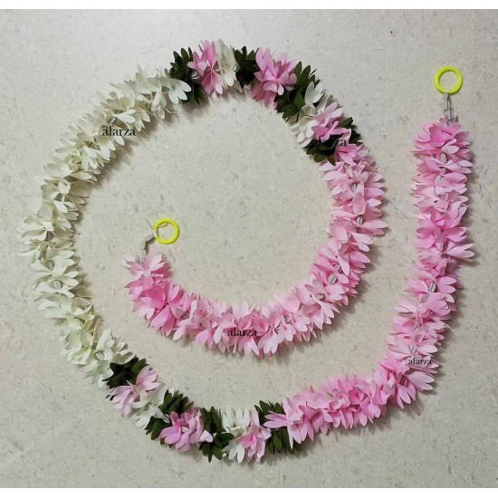 afarza Artificial Flower Garland Toran for Door Entrance Home Decoration Hanging 4 pieces 5 ft p-lightpink-White