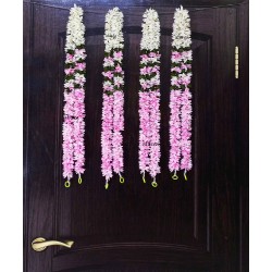 afarza Artificial Flower Garland Toran for Door Entrance Home Decoration Hanging 4 pieces 5 ft p-lightpink-White