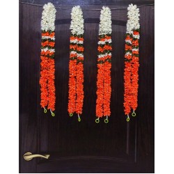 afarza Artificial Flower Garland Toran for Door Entrance Home Decoration Hanging 4 pieces 5 ft p-orange-White