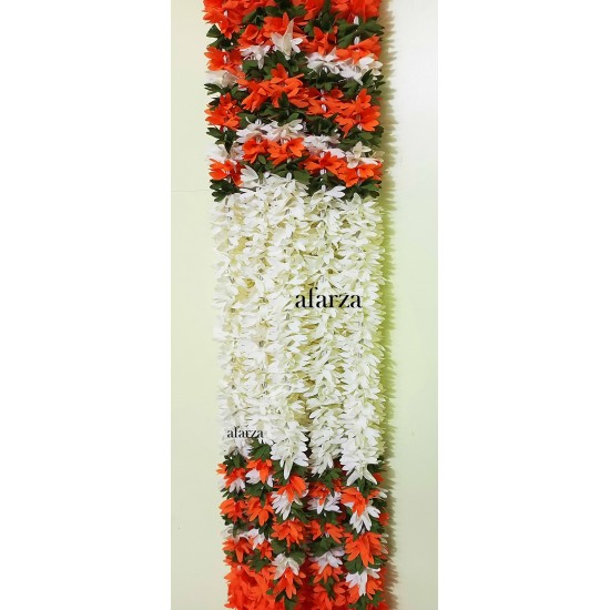 afarza Artificial Flower Garland Toran for Door Entrance Home Decoration Hanging 4 pieces 5 ft p-orange-White
