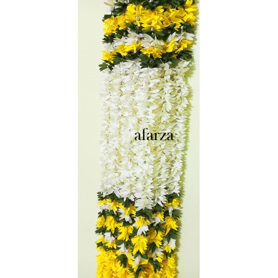 afarza Artificial Flower Garland Toran for Door Entrance Home Decoration Hanging 4 pieces 5 ft p-Yellow-White