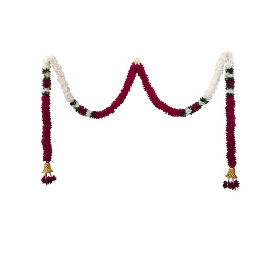 afarza Artificial Flower Garland Toran Wall Hanging for Door Entrance Home Decoration Backdrop Pooja Gift Bandarwal 4Pieces (Rani)-2529