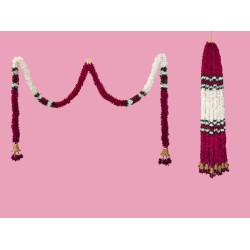 afarza Artificial Flower Garland Toran Wall Hanging for Door Entrance Home Decoration Backdrop Pooja Gift Bandarwal 4Pieces (Rani)-2529