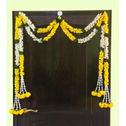 afarza Artificial Flower Garland Toran for Door Entrance Home Decoration Hanging 4piece 5ft 2309yellow-white