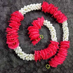 afarza Artificial Flower Toran Garlands Mogra Jasmine Door Decoration Wall Hanging pink (4 Piece)