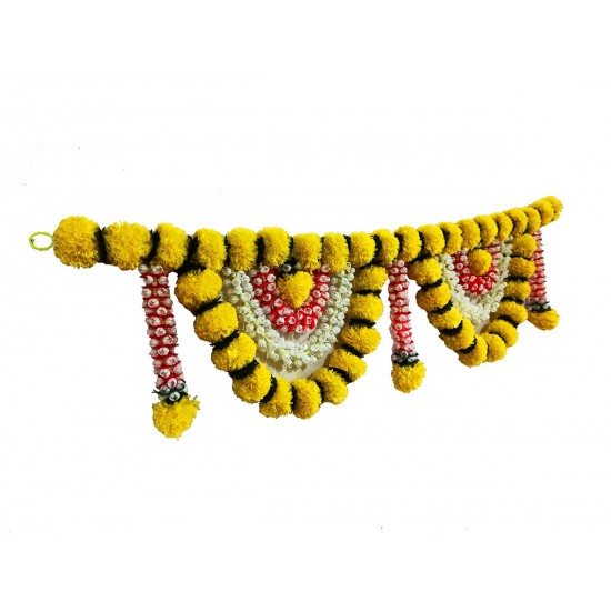 LoveArts Handmade Wall Door Hanging Decorated Bandhanwar with White &  Golden Beads and Multicolour Pompom Golden Ring Bandhanwar Decoration Item  for Home Décor… – lovearts.in