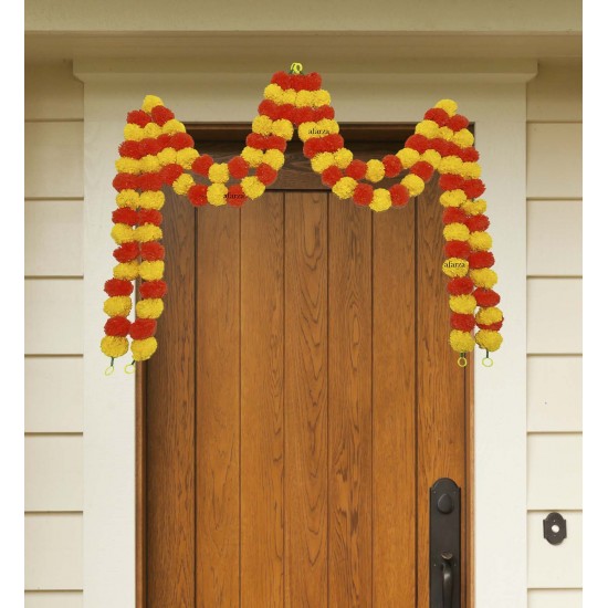 afarza Artificial Marigold Flower  Garland For Home Door Wall Decoraion multi