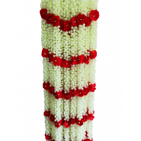 afarza Garland for Home Decoration mogra Toran For Door Hanging Wholesale-12ps strings-60 inch-red-mogra-ladi