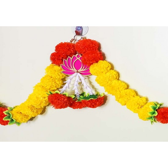 Afarza Artificial Flower Garland Toran for Door Entrance Hanging Marigold with Lotus Latest Home Decoration- 22P1